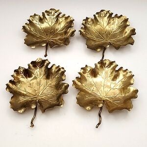 Vintage Handmade Lenwile Ardalt Artware Metal Leaves 4 Count